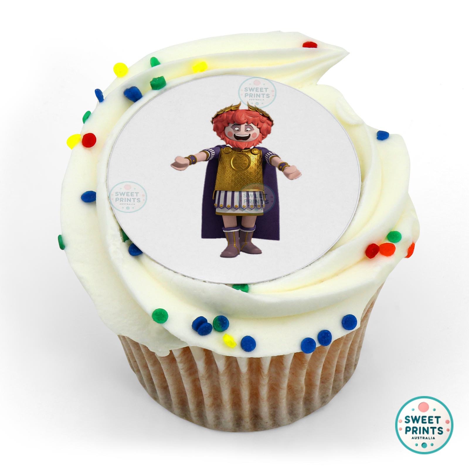 Playmobil The Movie Character Emperor Maximus Smiling edible cake topper