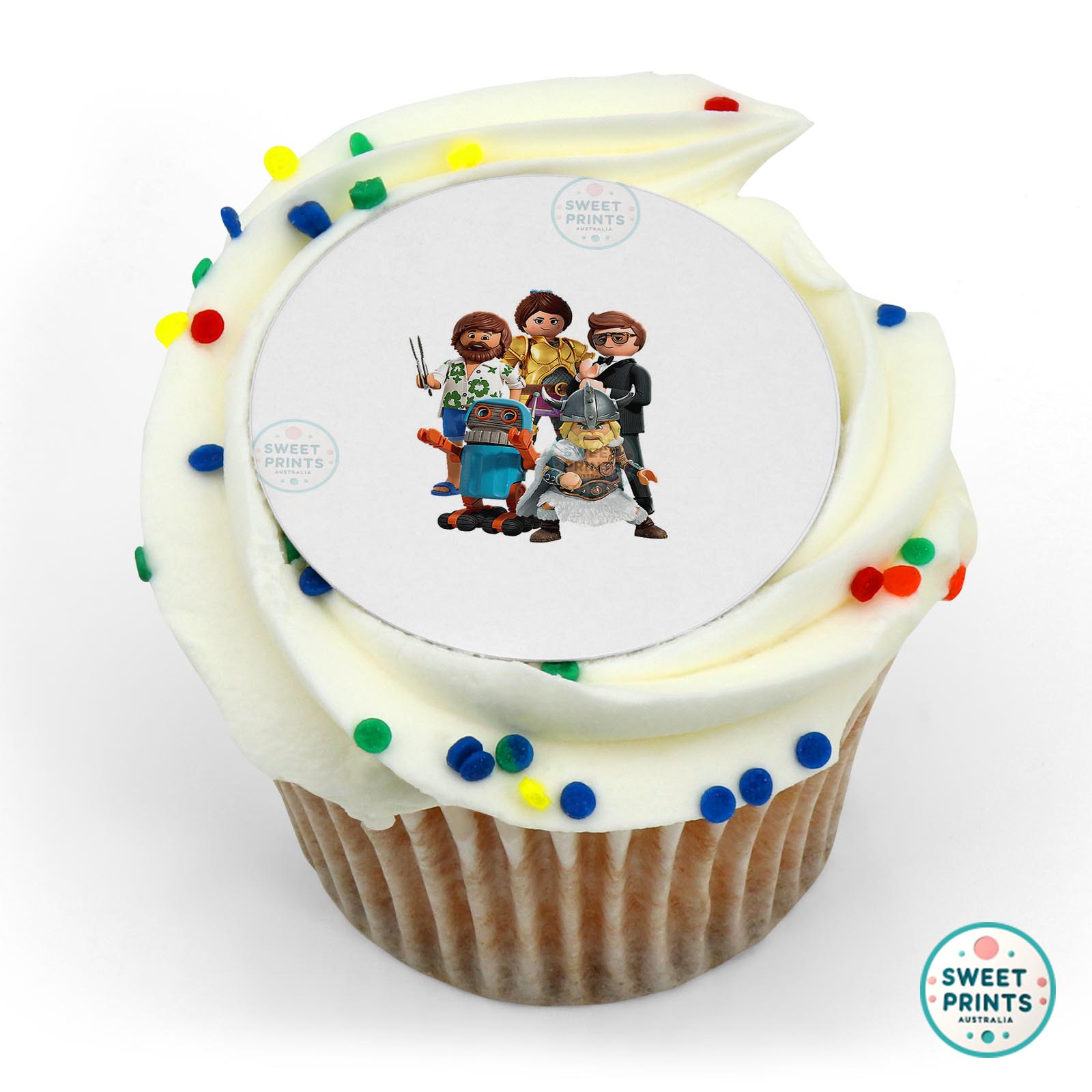 Playmobil The Movie Heroes edible cake topper