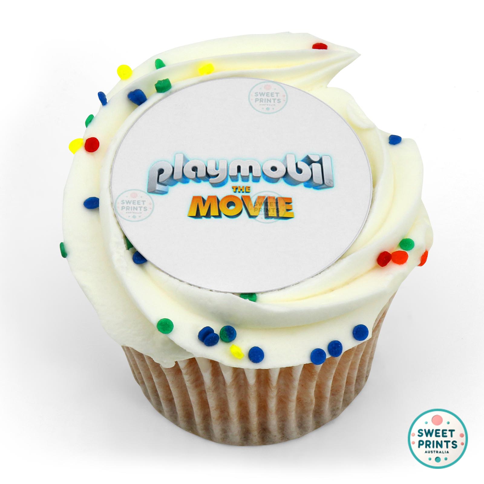 Playmobil The Movie Logo edible cake topper