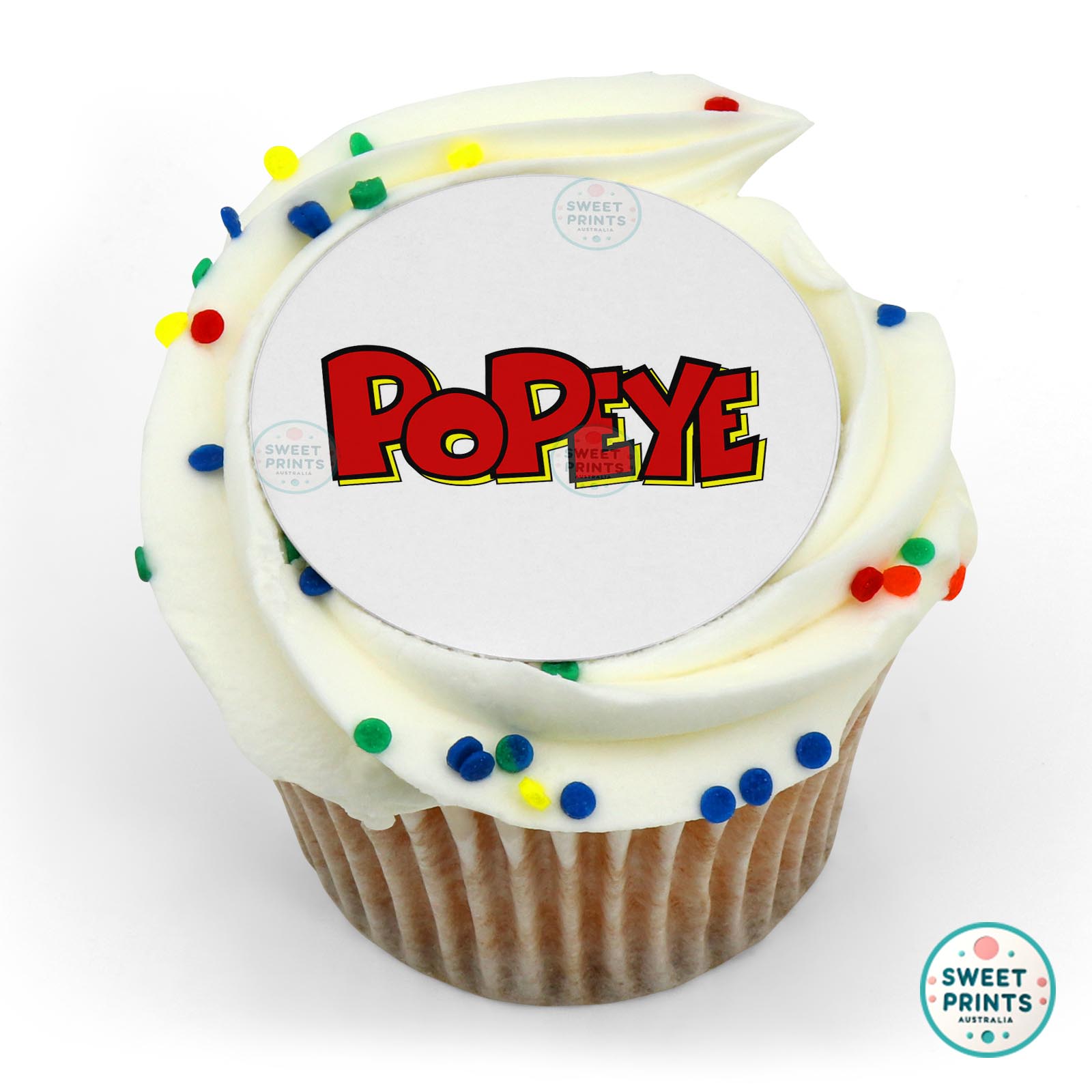Popeye Logo Red And Yellow edible cake topper
