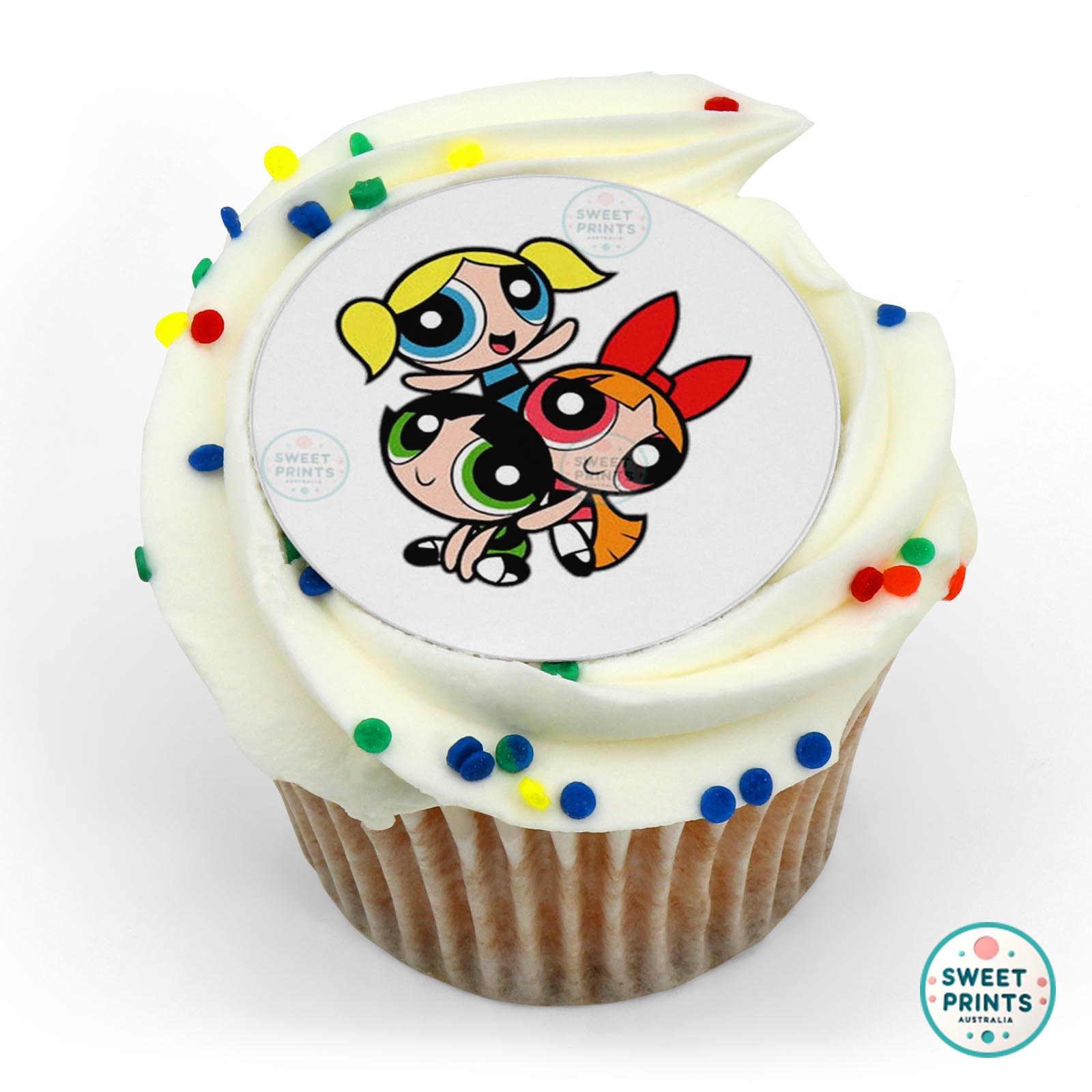 Powerpuff Girls Holding Each Other edible cake topper