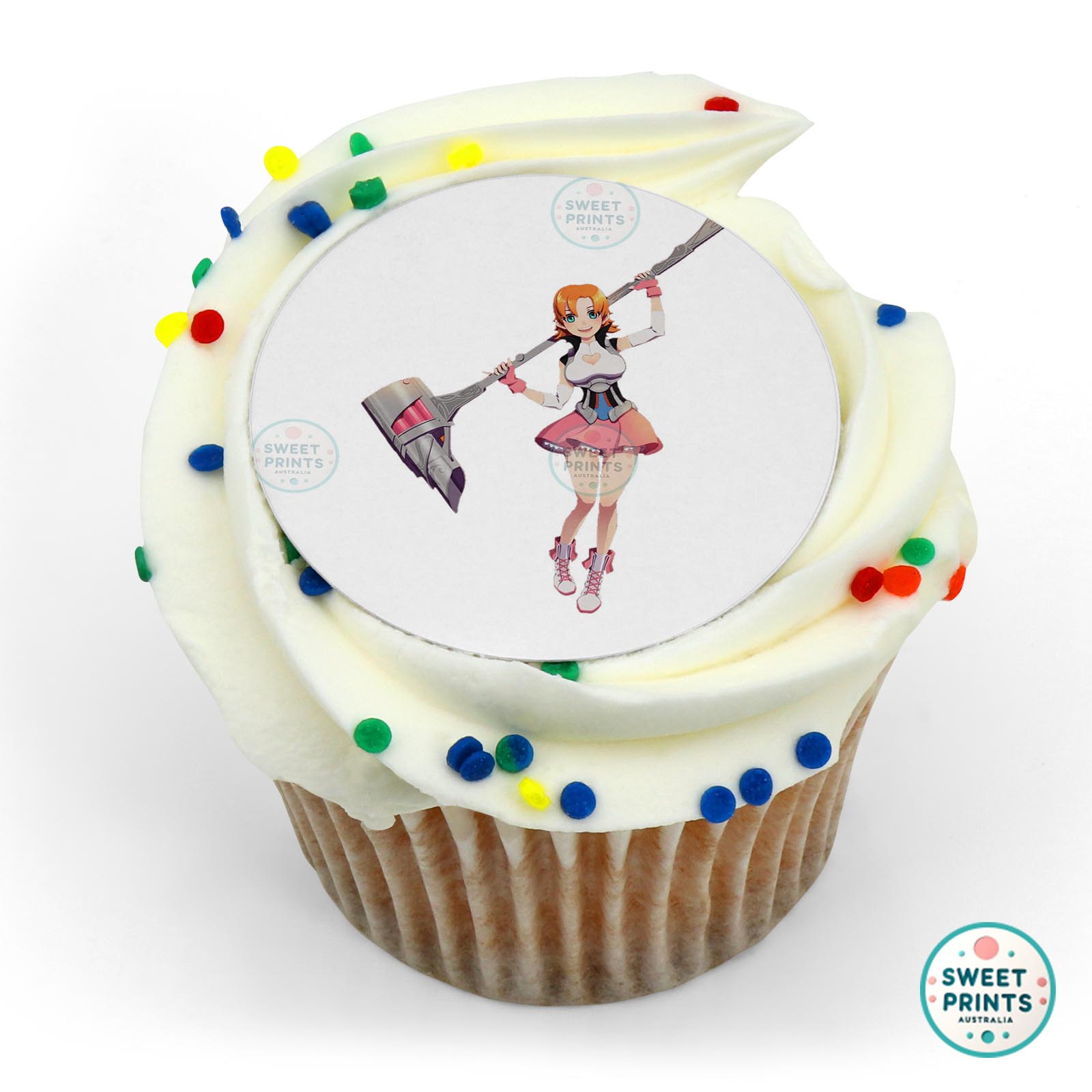 Rwby Chibi Nora Valkyrie With Weapon edible cake topper