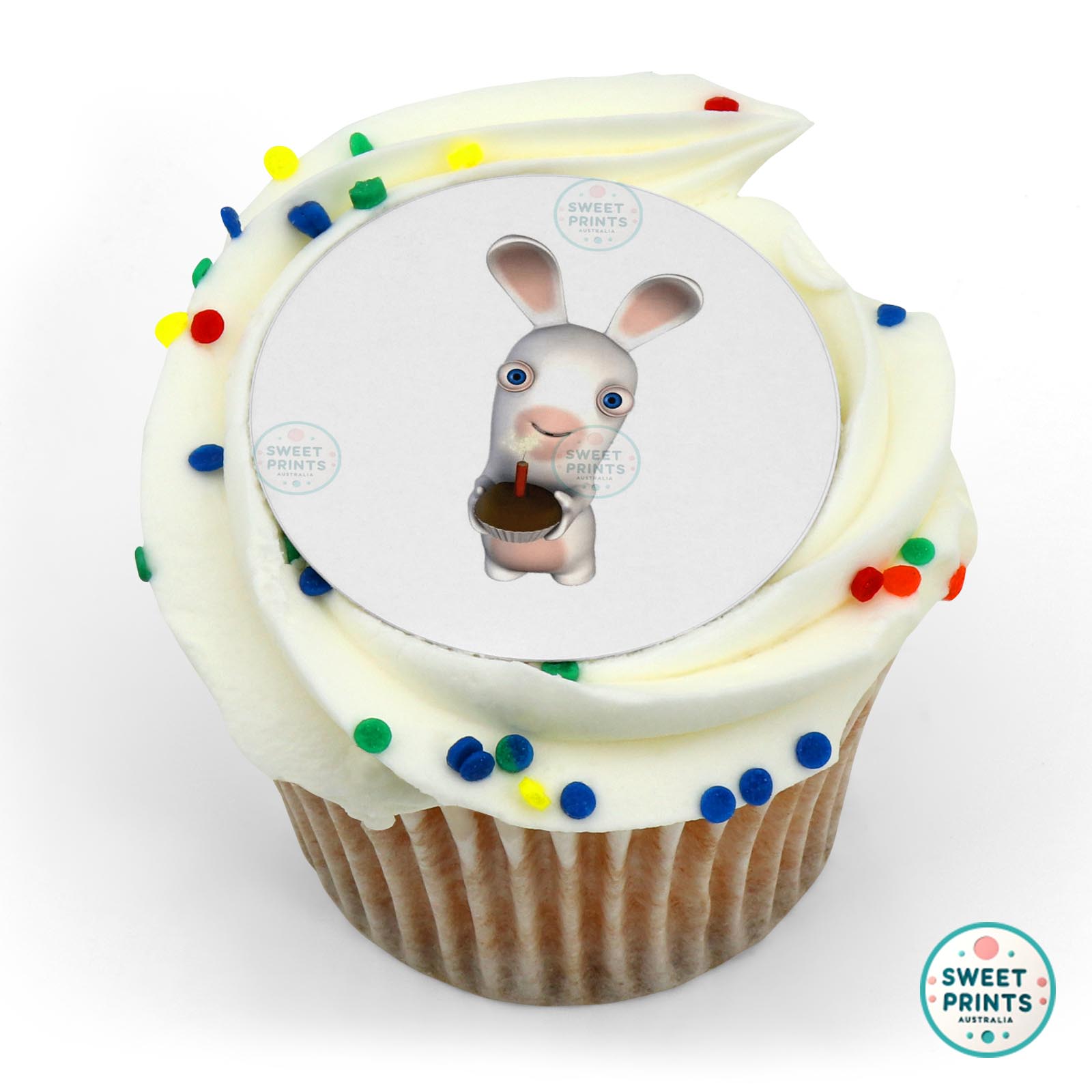 Rabbids Rabbid Holding A Cake edible cake topper