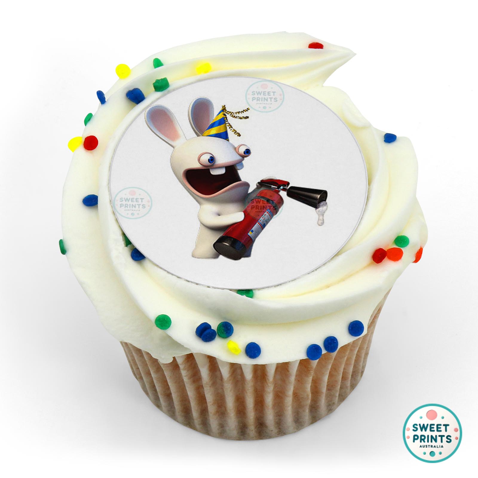 Rabbids Rabbid Holding A Fire Extinguisher edible cake topper