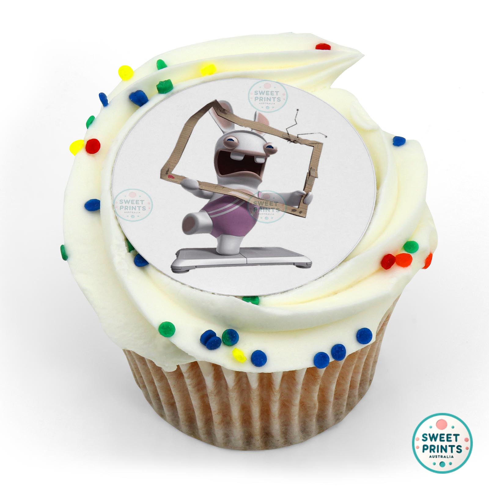 Rabbids Rabbid In Cardboard Tv Screen edible cake topper