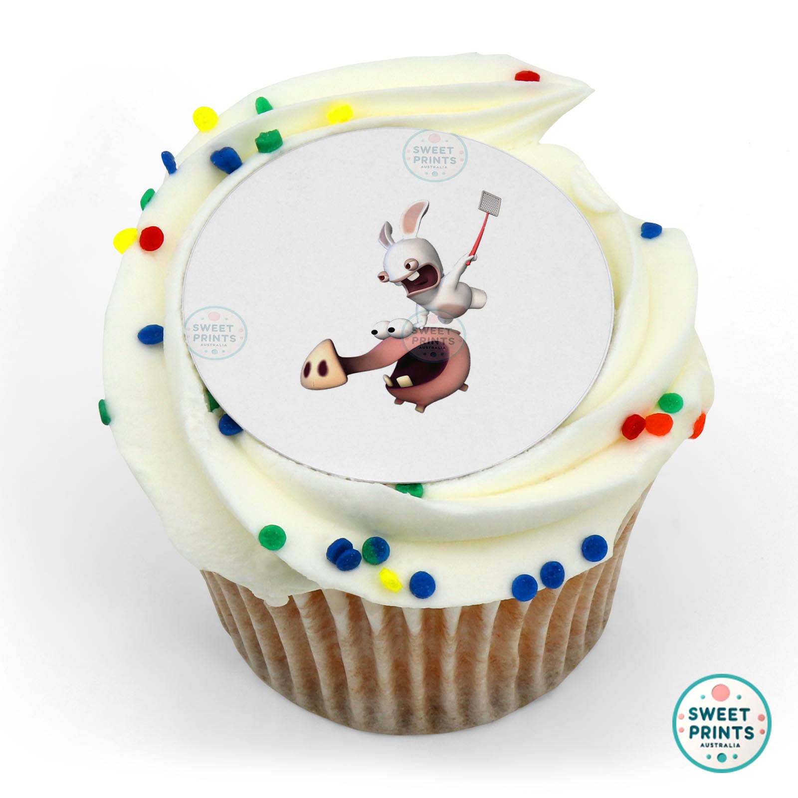 Rabbids Rabbid Riding A Pig edible cake topper