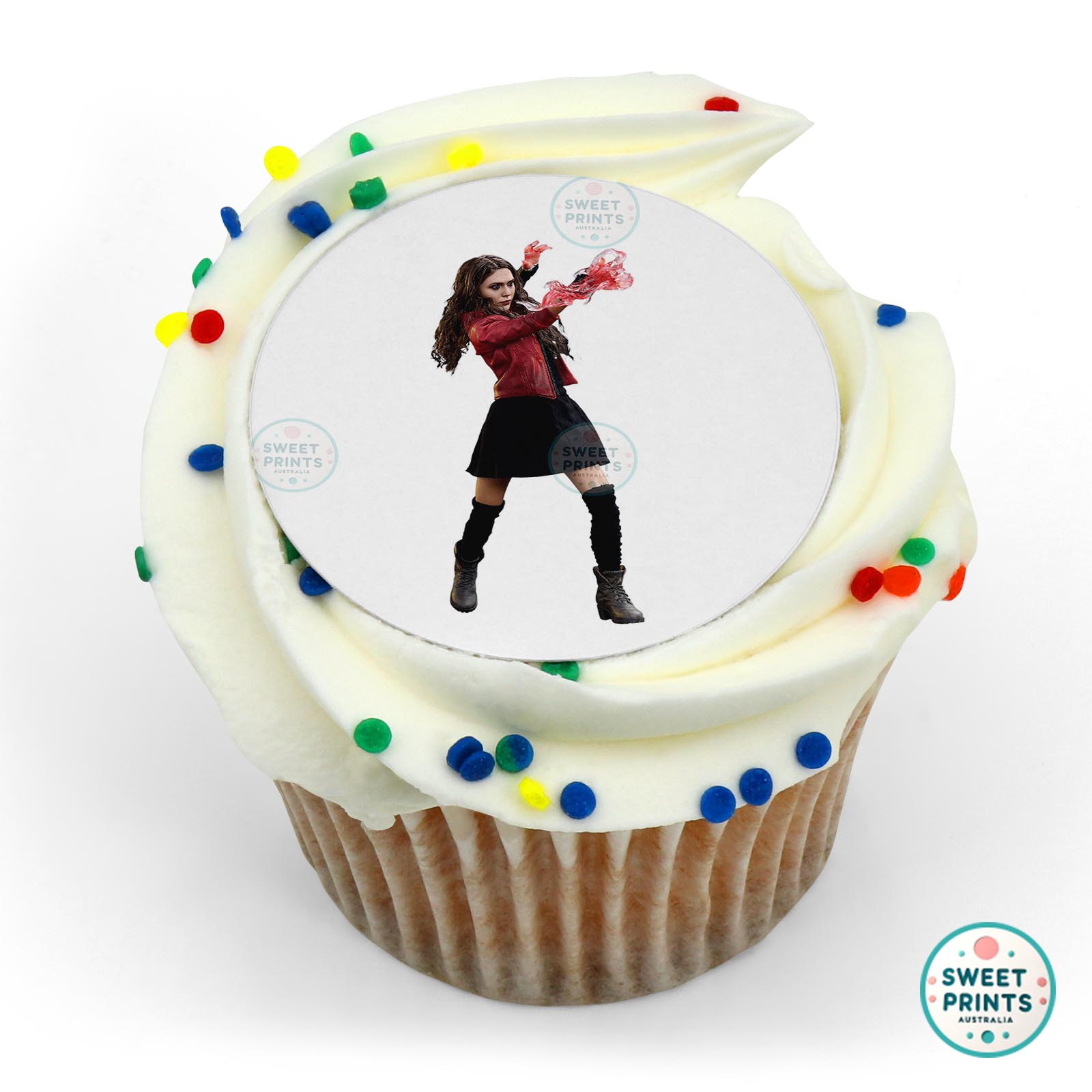 Scarlet Witch Fighting edible cake topper