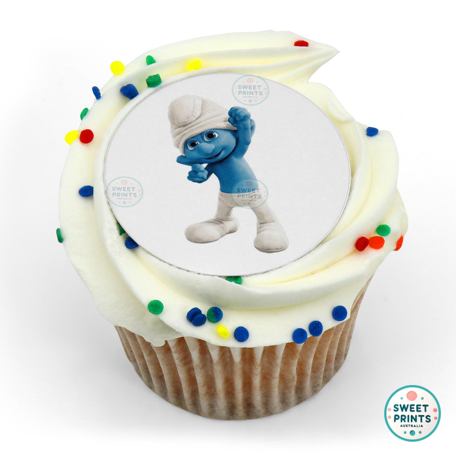 Smurfs Clumsy Smurf Fist In The Air edible cake topper