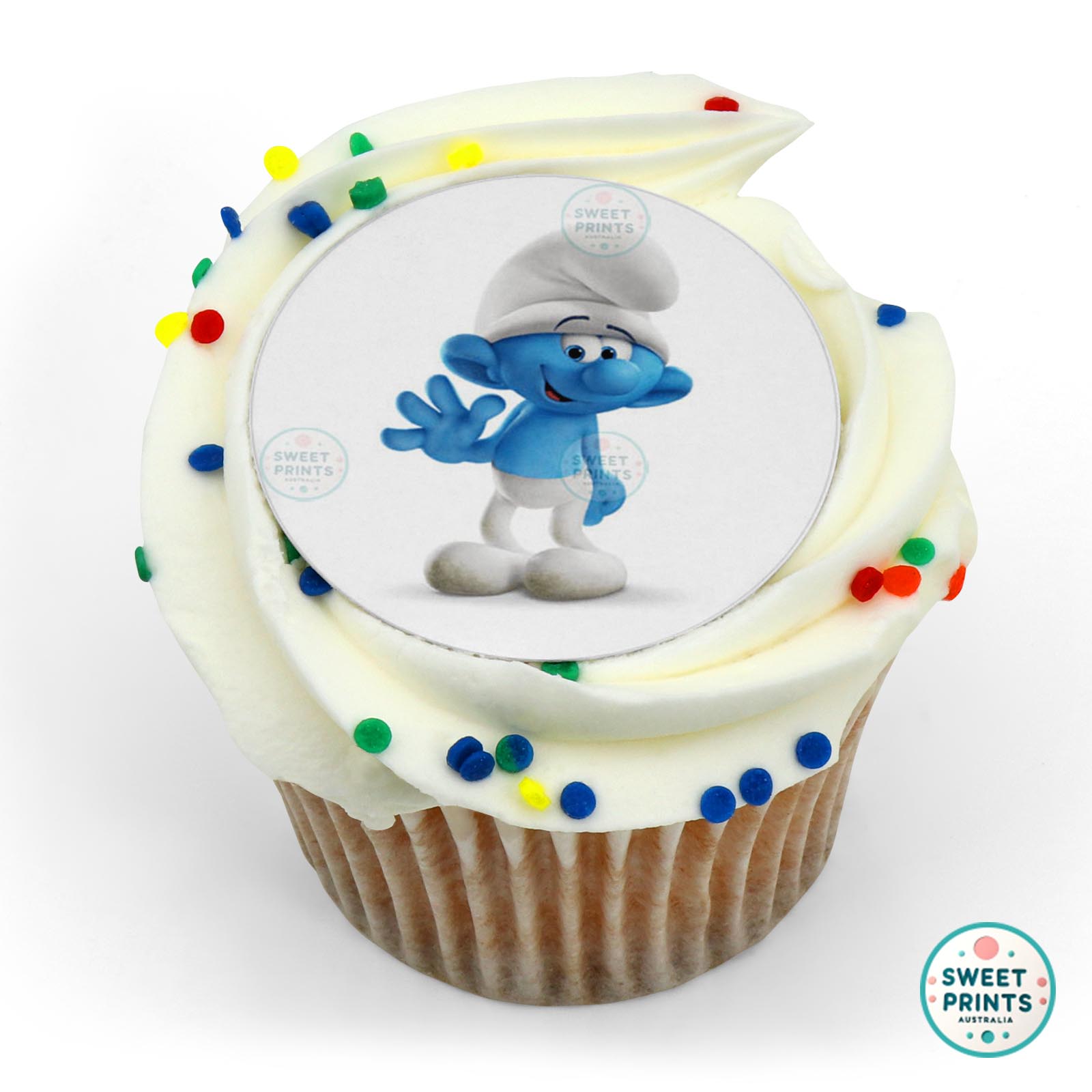 Smurfs Clumsy Smurf Waving edible cake topper