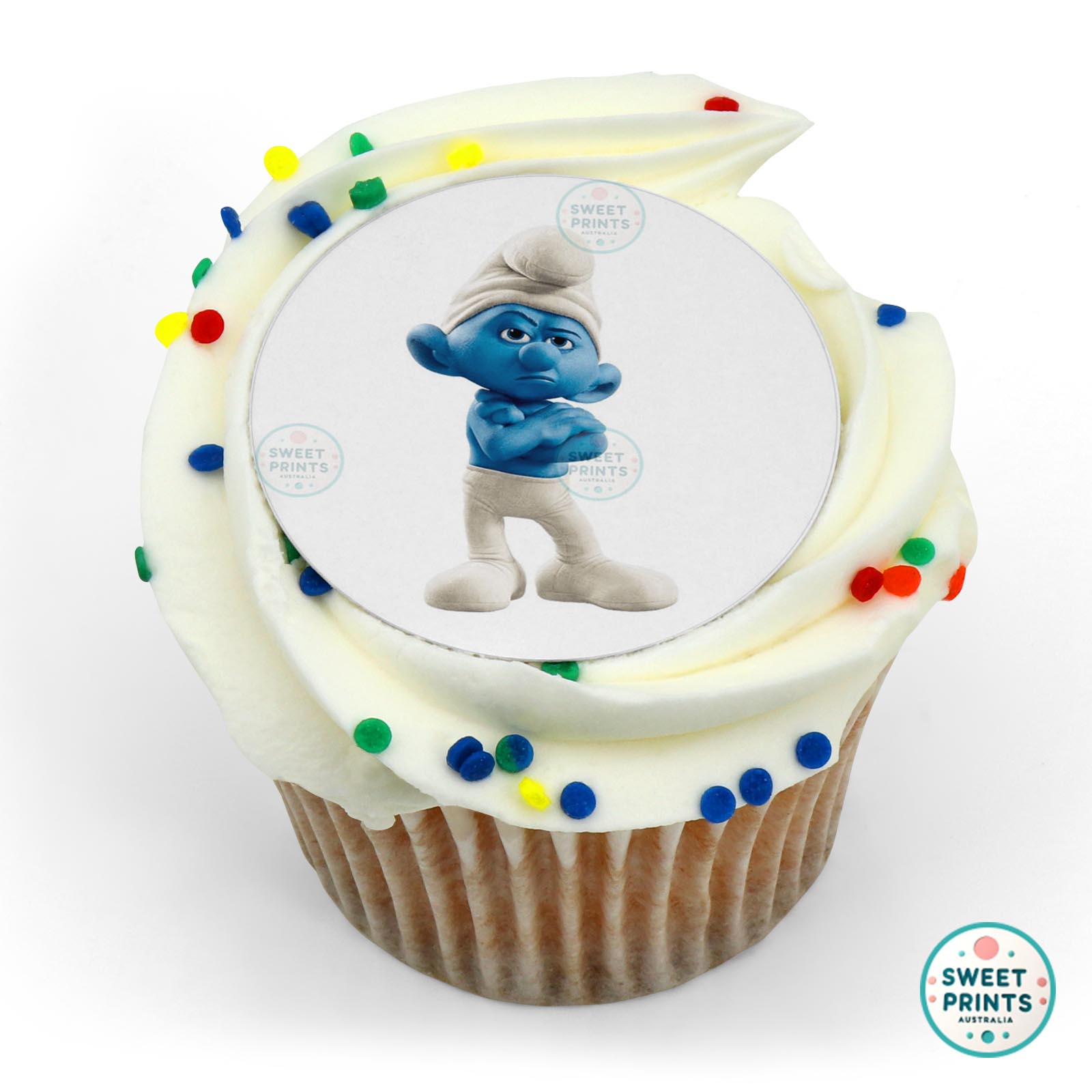 Smurfs Grouchy Smurf edible cake topper