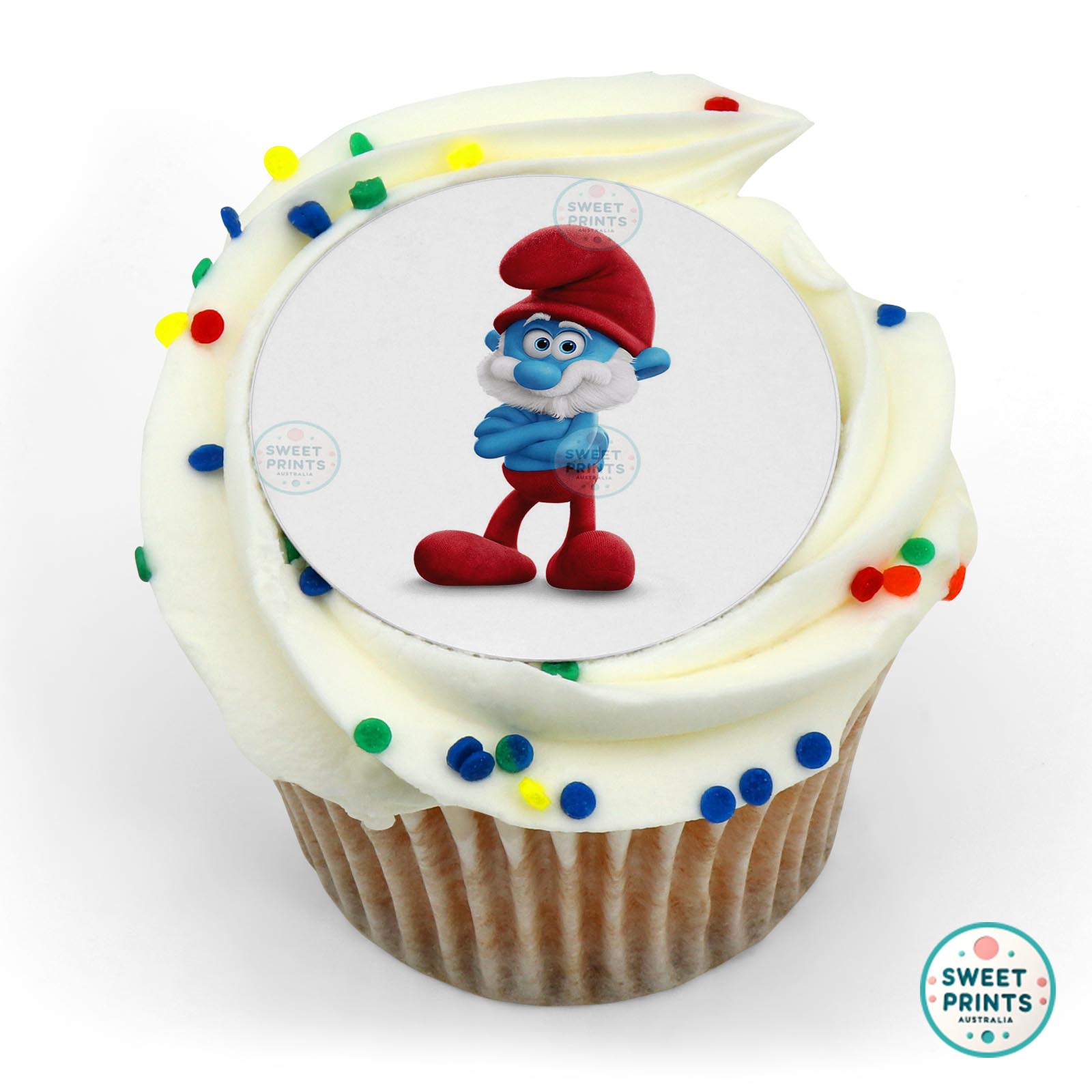 Smurfs Papa Smurf Arms Crossed edible cake topper