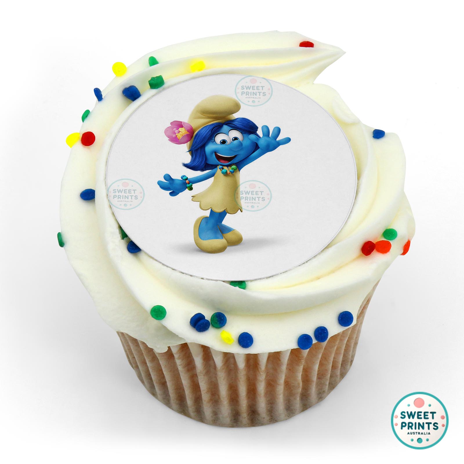 Smurfs Smurf Blossom Waving edible cake topper
