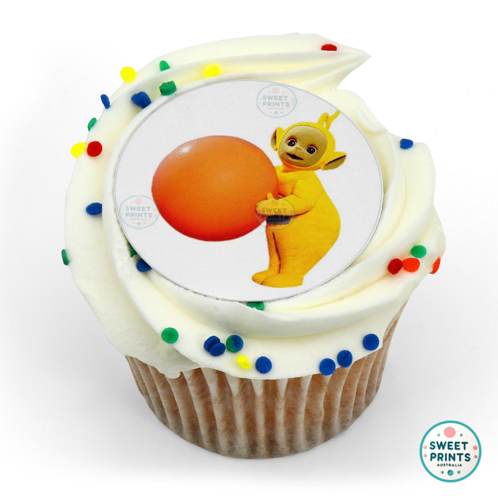 Teletubbies Lala With Orange Ball edible cake topper