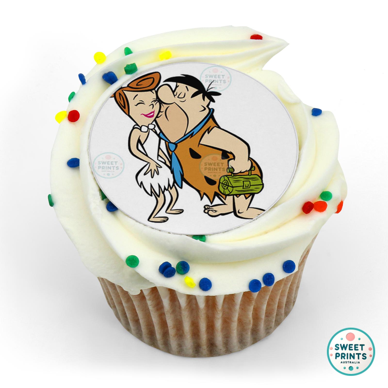 The Flintstones Fred Kissing Wilma edible cake topper