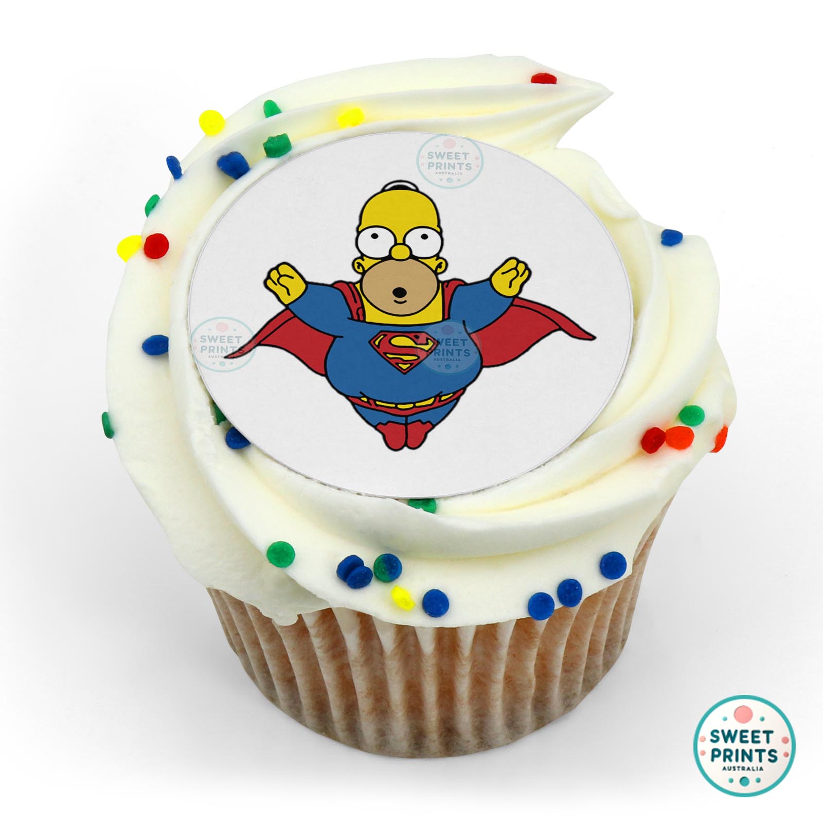 The Simpsons Homer Simpson Superman edible cake topper