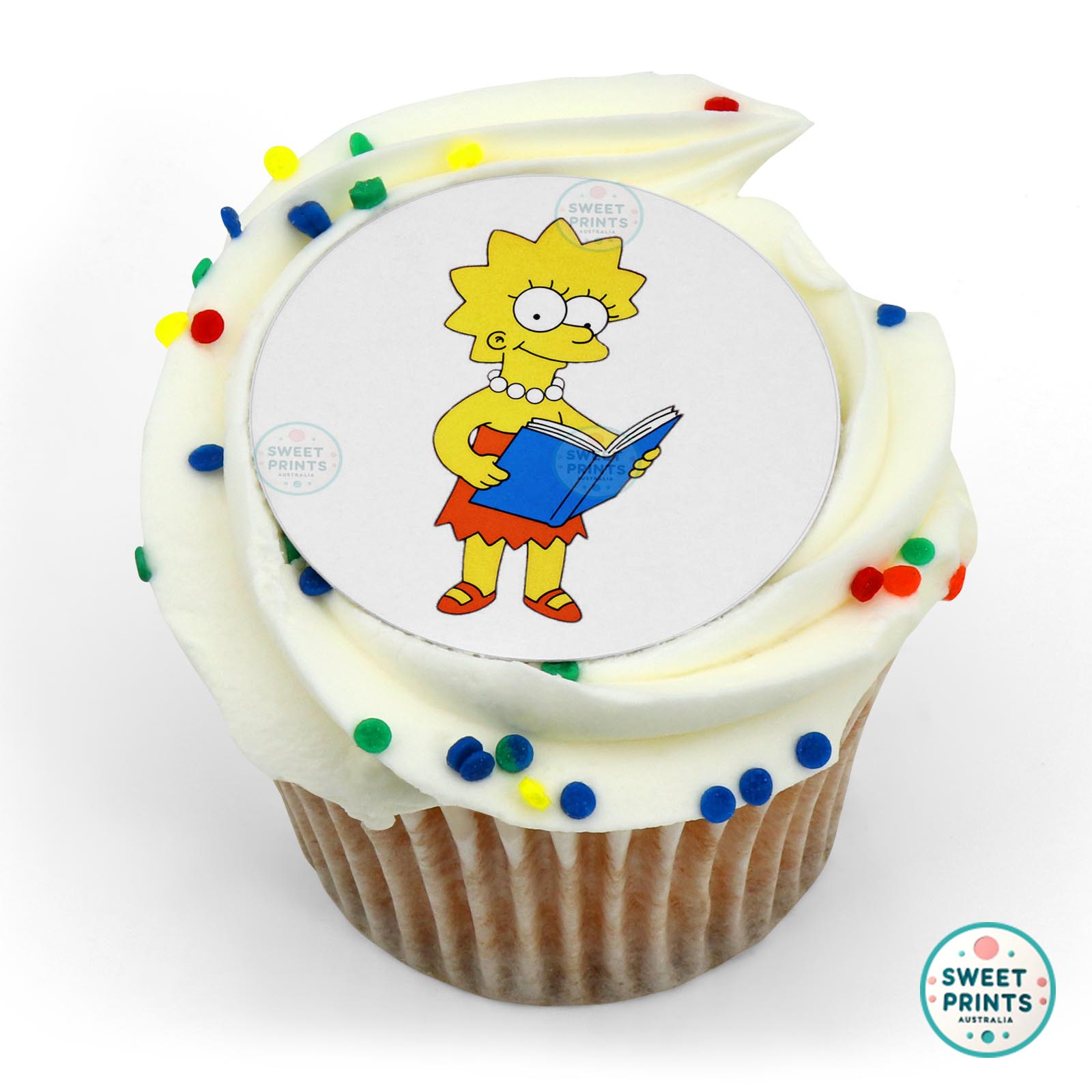 The Simpsons Lisa Simpson Reading edible cake topper