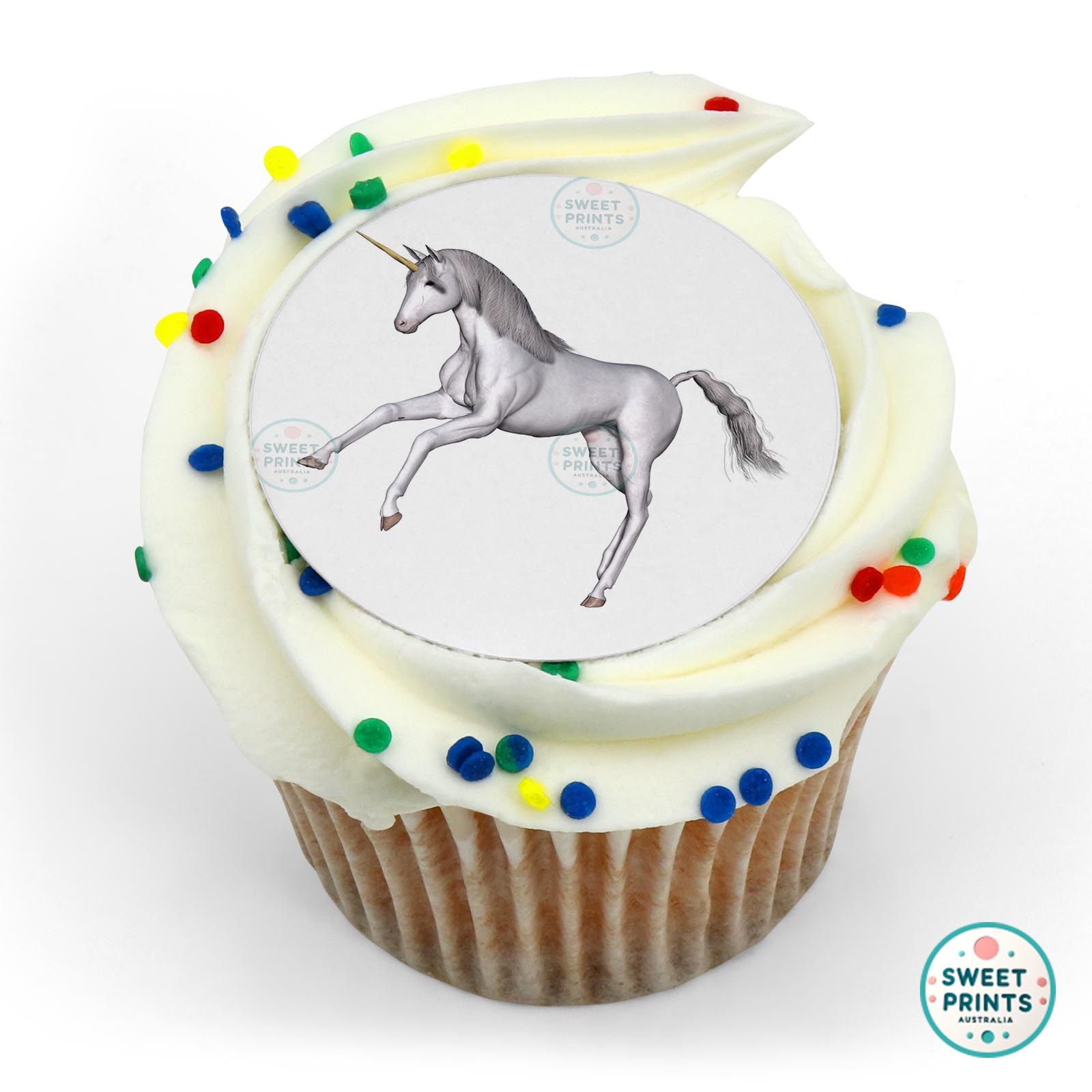 Unicorns Full White Unicorn Front Legs Up edible cake topper