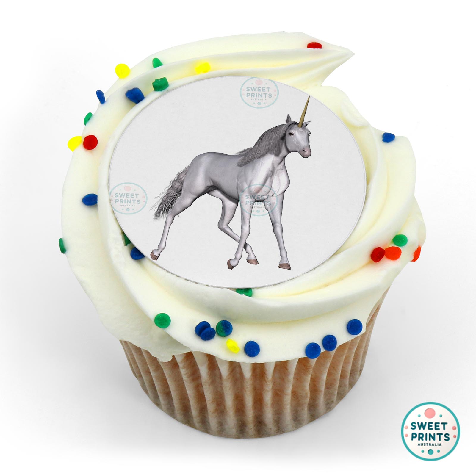 Unicorns Full White Unicorn Walking edible cake topper