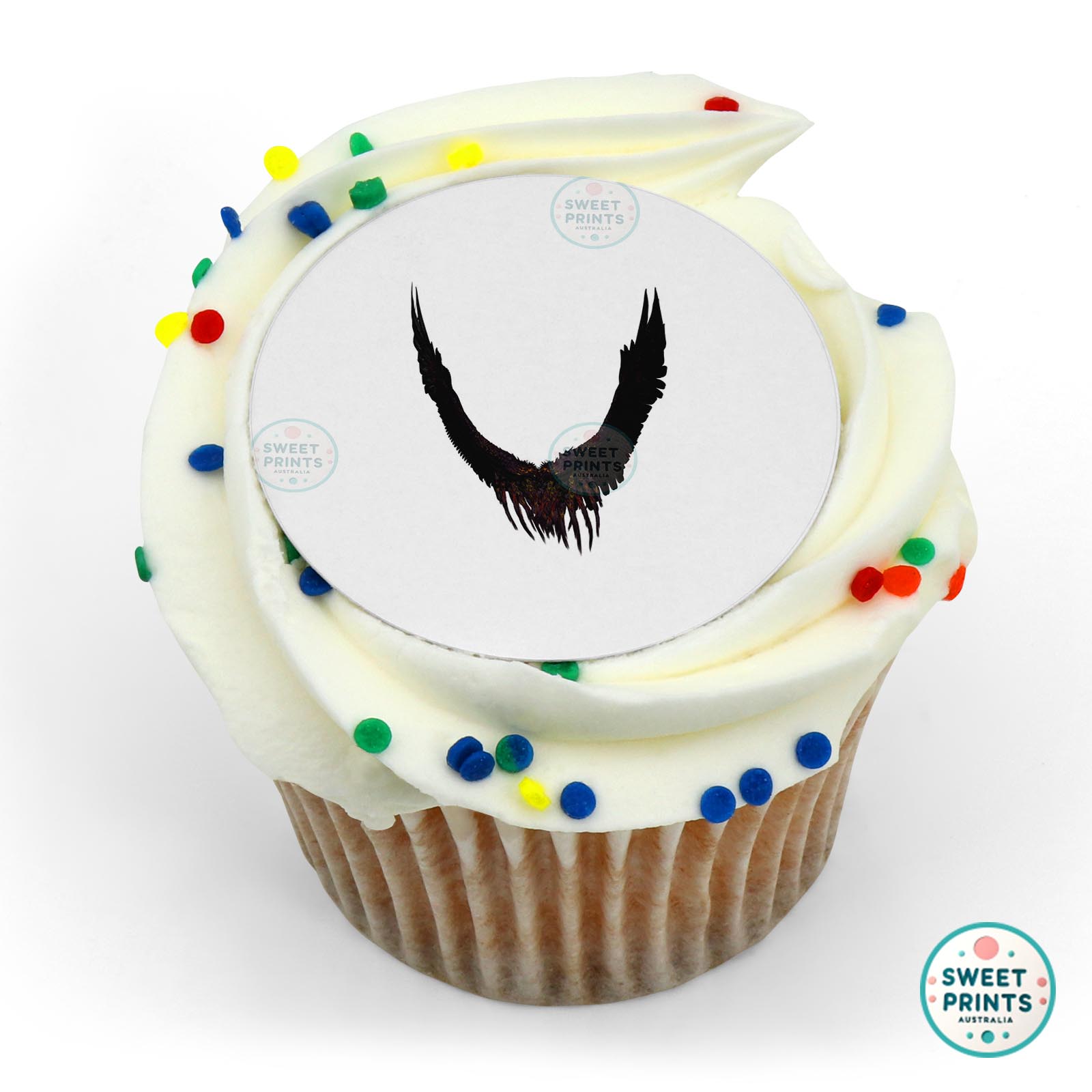 Wings Long Black And Purple edible cake topper