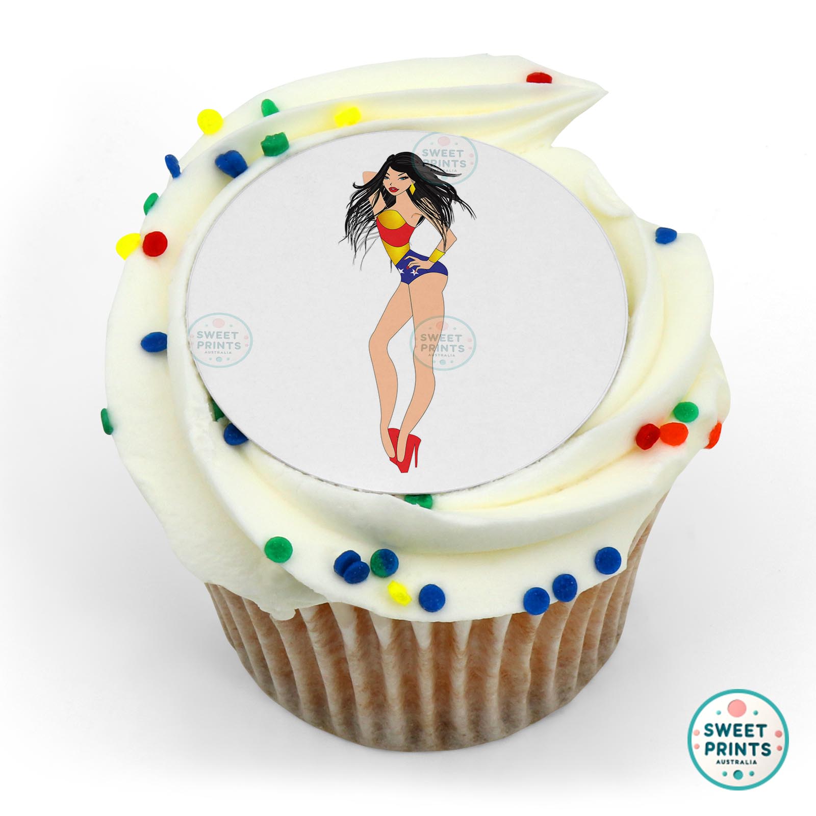 Wonder Woman Pinup Clipart edible cake topper