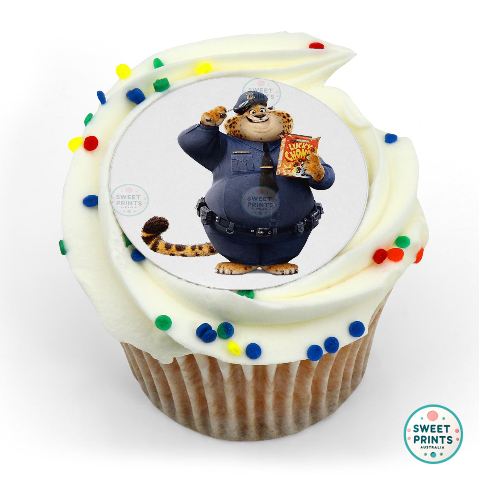 Zootopia Benjamin Clawhauser Eating Cereals edible cake topper