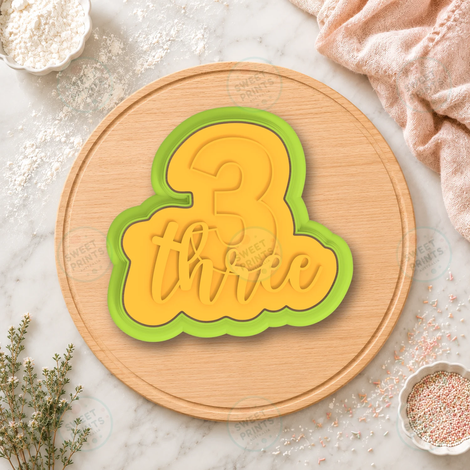 3 Three Birthday Number Cookie Cutter & Stamp cookie cutter