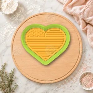 4th Of July Heart Flag Cookie Cutter & Stamp