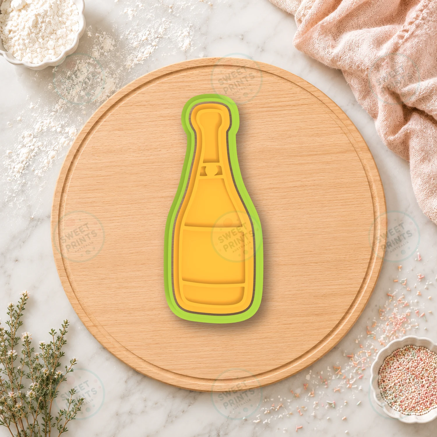 Alcohol Champagne Bottle Cookie Cutter & Stamp cookie cutter