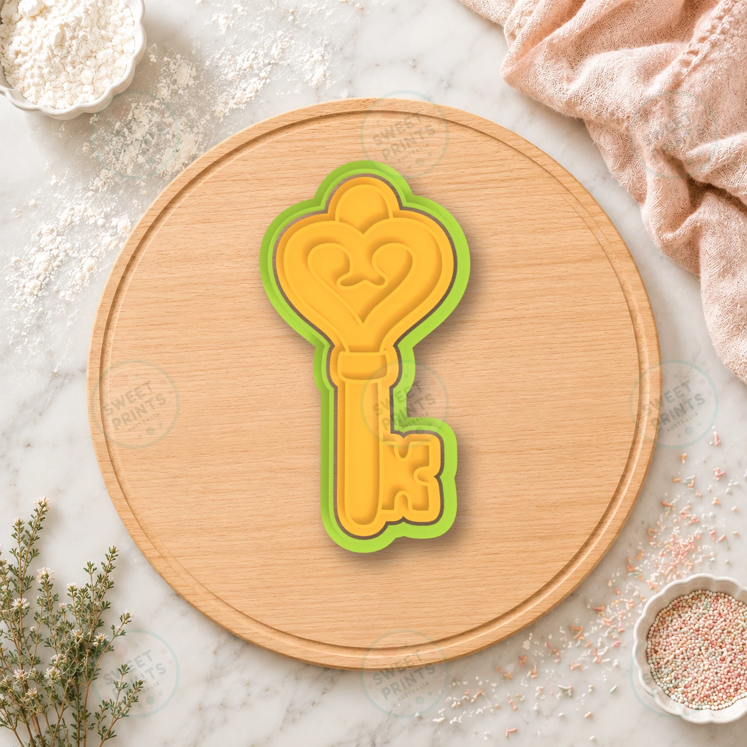 Alice In Wonderland Heart Key Cookie Cutter & Stamp cookie cutter