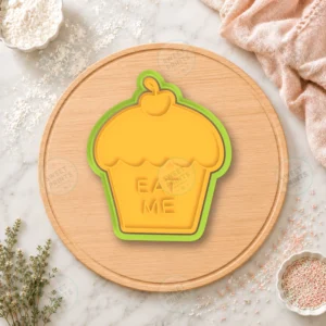 Alice In Wonderland Eat Me Cupcake Cookie Cutter & Stamp