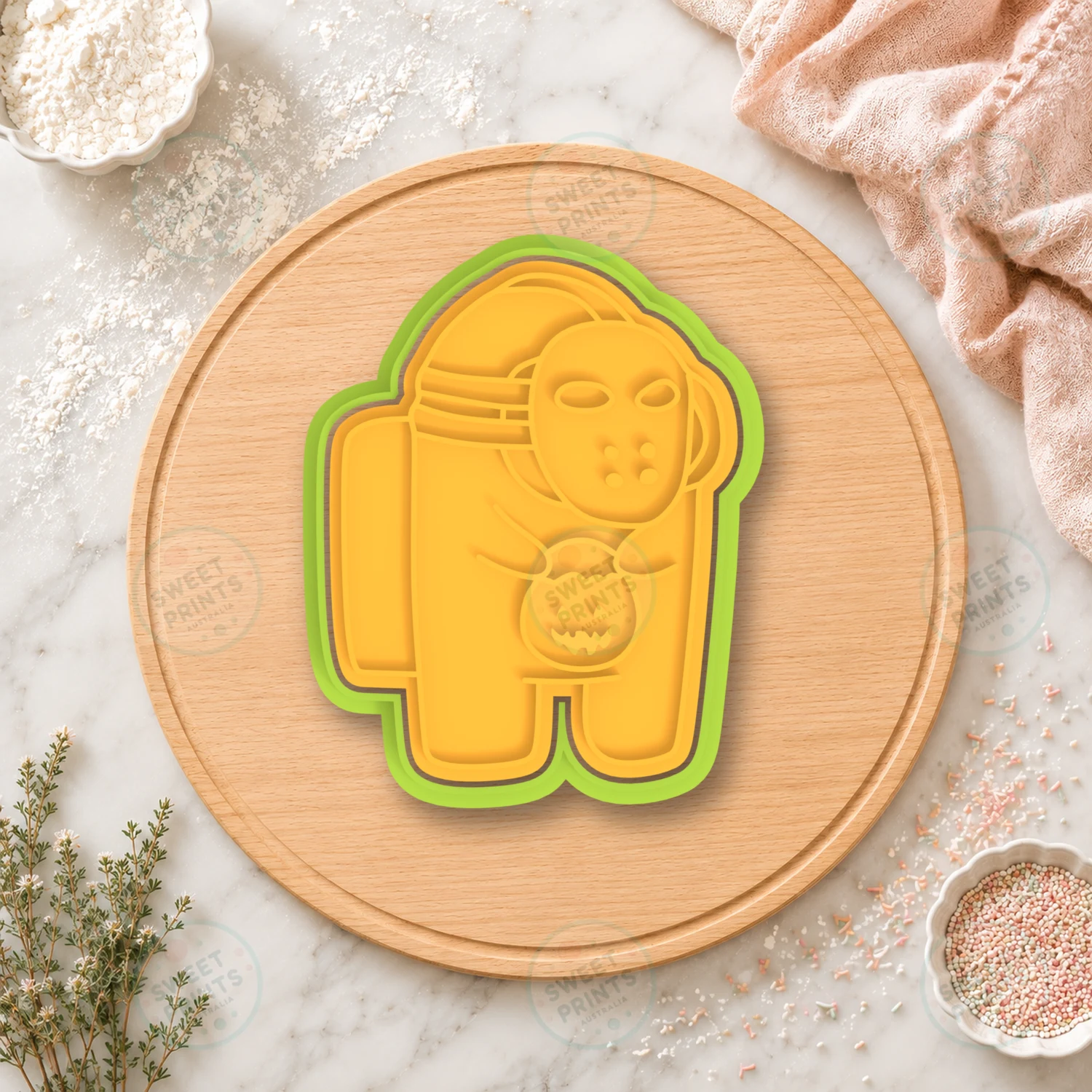 Among Us Hockey Mask Pumpkin Cookie Cutter & Stamp cookie cutter