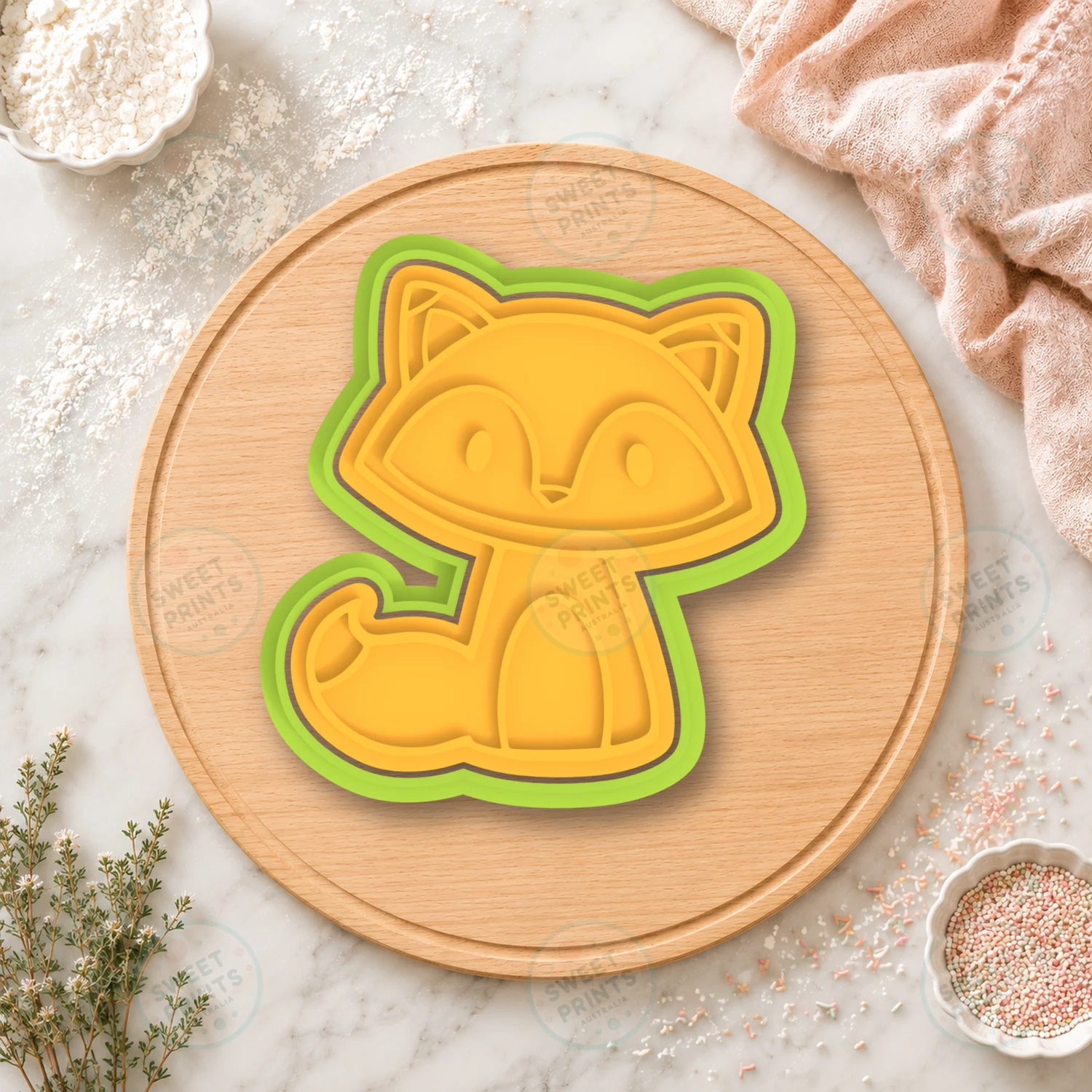 Fox Sitting Cookie Cutter & Stamp cookie cutter