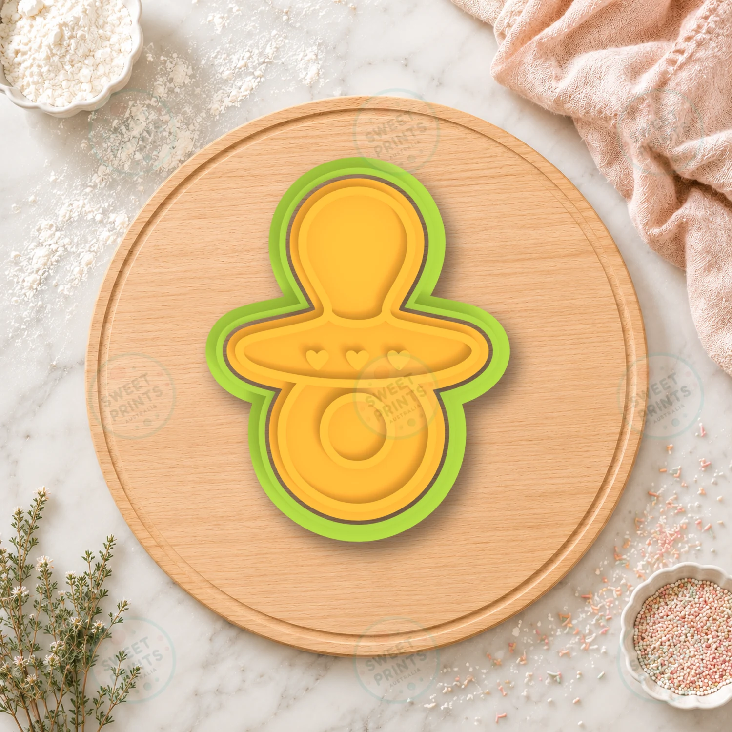 Baby Shower Pacifier Cookie Cutter & Stamp cookie cutter