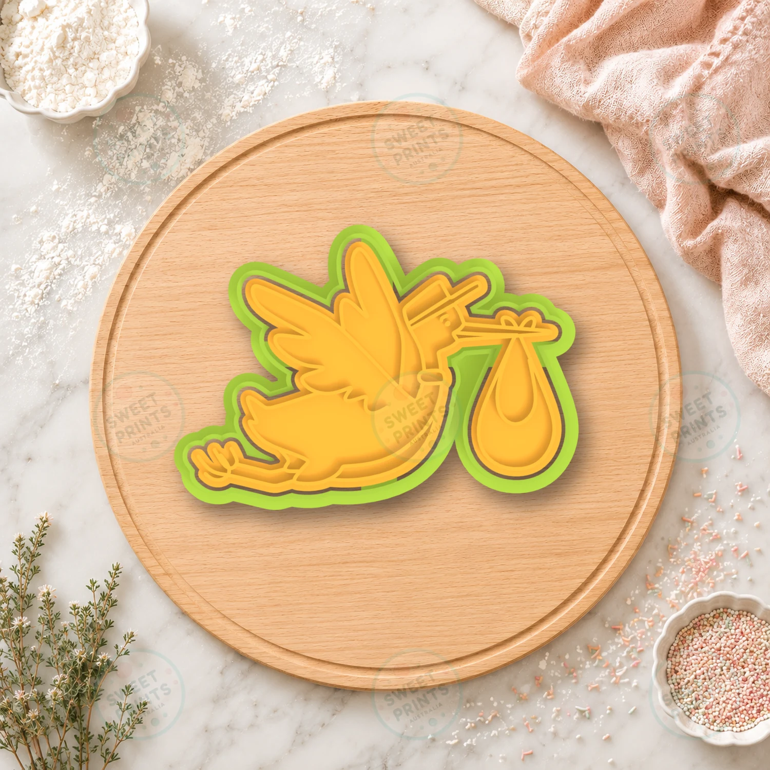 Baby Shower Stork Cookie Cutter & Stamp cookie cutter