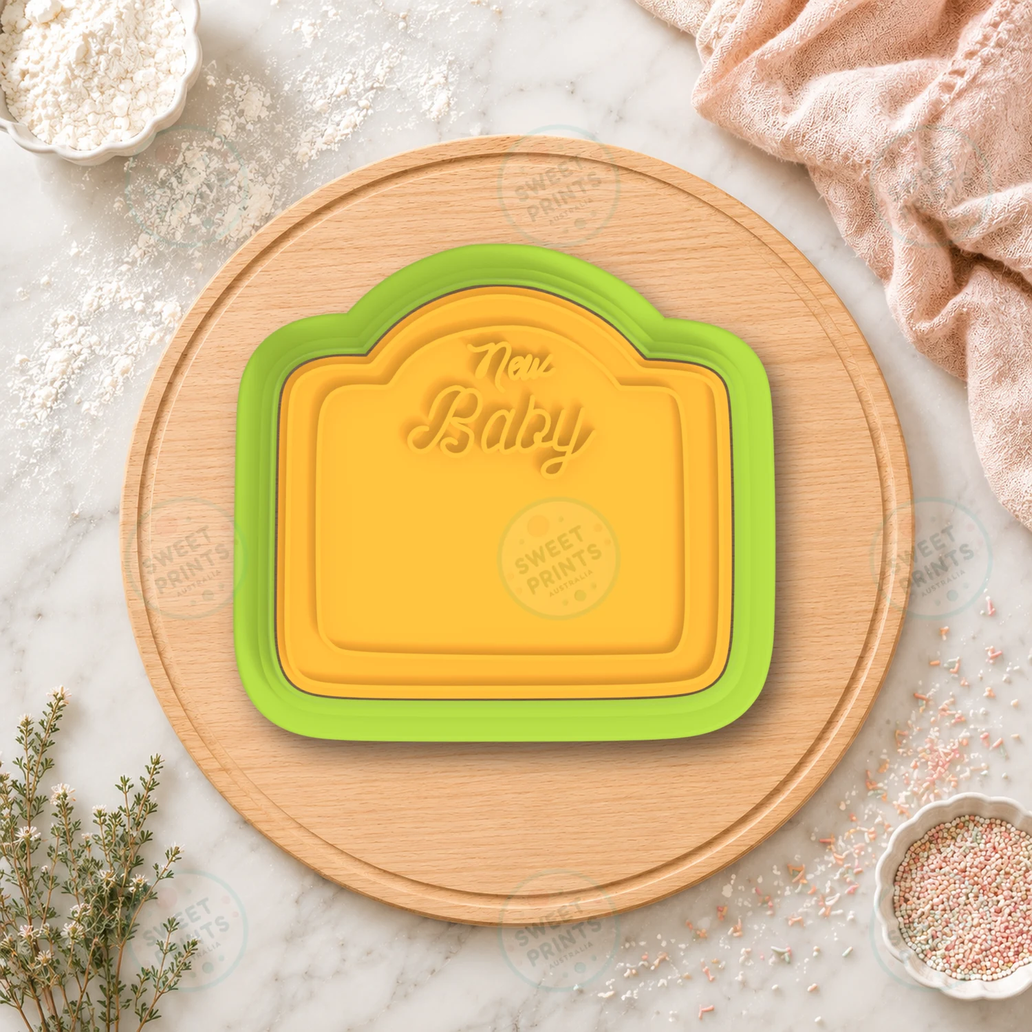 New Baby Plaque Cookie Cutter & Stamp cookie cutter