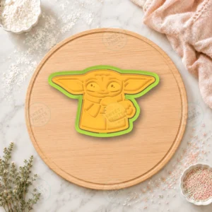Baby Yoda Holding Heart Cookie Cutter & Stamp