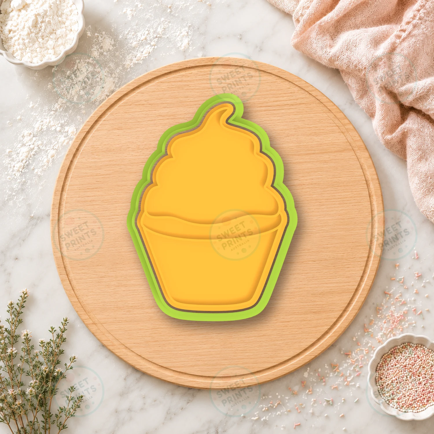 Baking Swirl Cupcake Cookie Cutter & Stamp cookie cutter