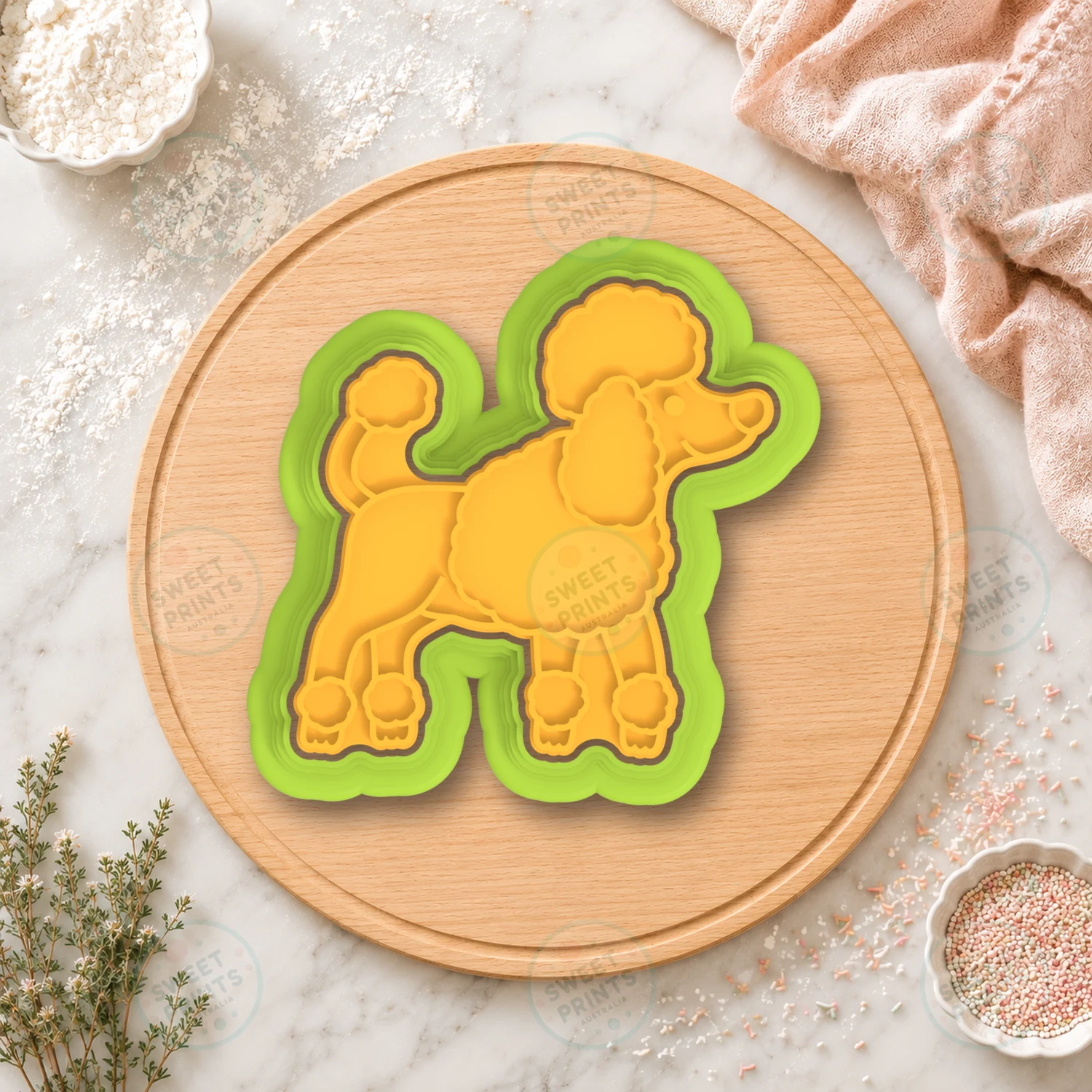 Barbie Poodle Dog Cookie Cutter & Stamp cookie cutter