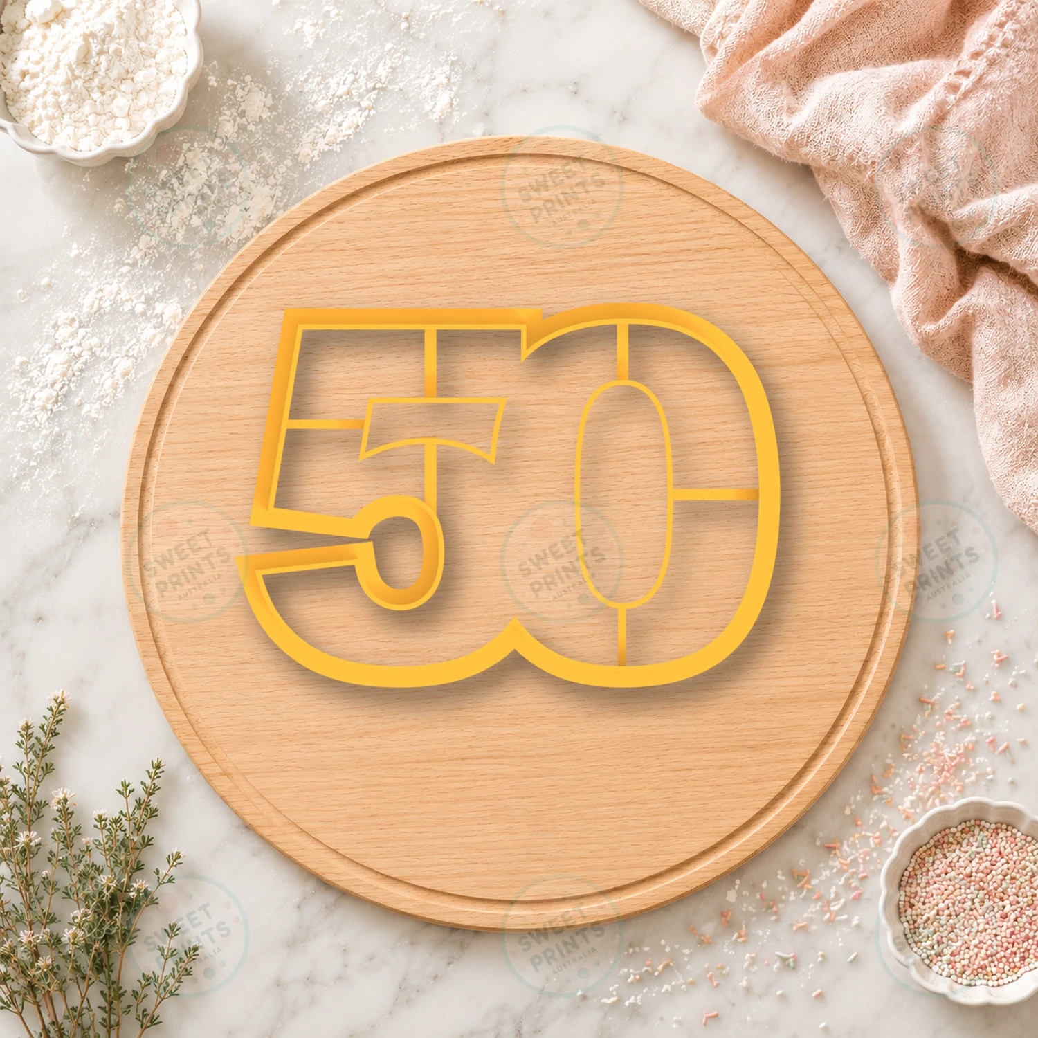 Number 50 Cookie Stamp cookie cutter