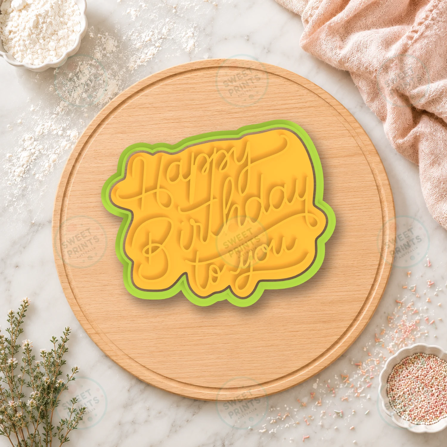 Happy Birthday To You Slanted Cookie Cutter & Stamp cookie cutter
