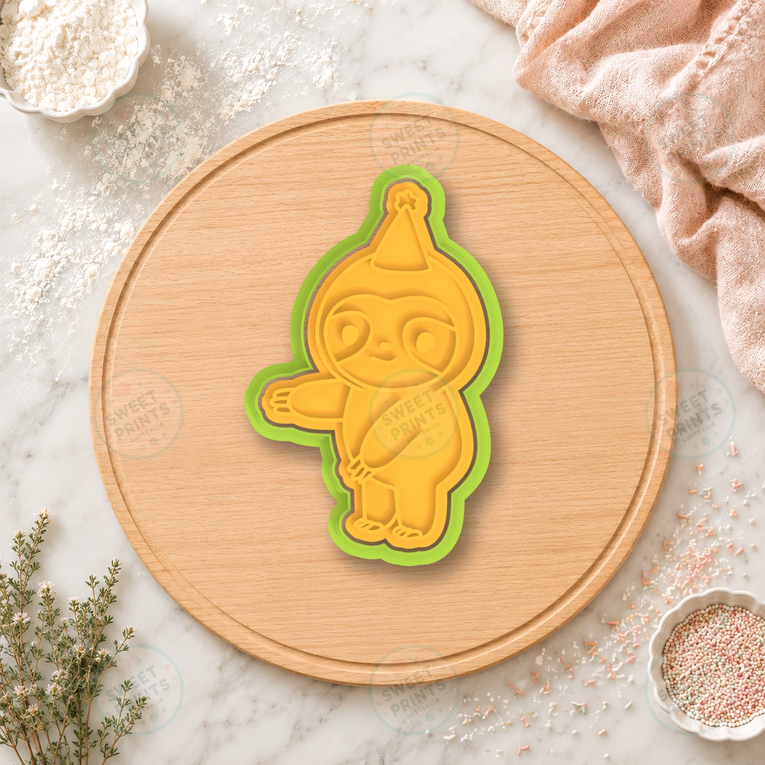 Sloth Party Hat Cookie Cutter & Stamp cookie cutter