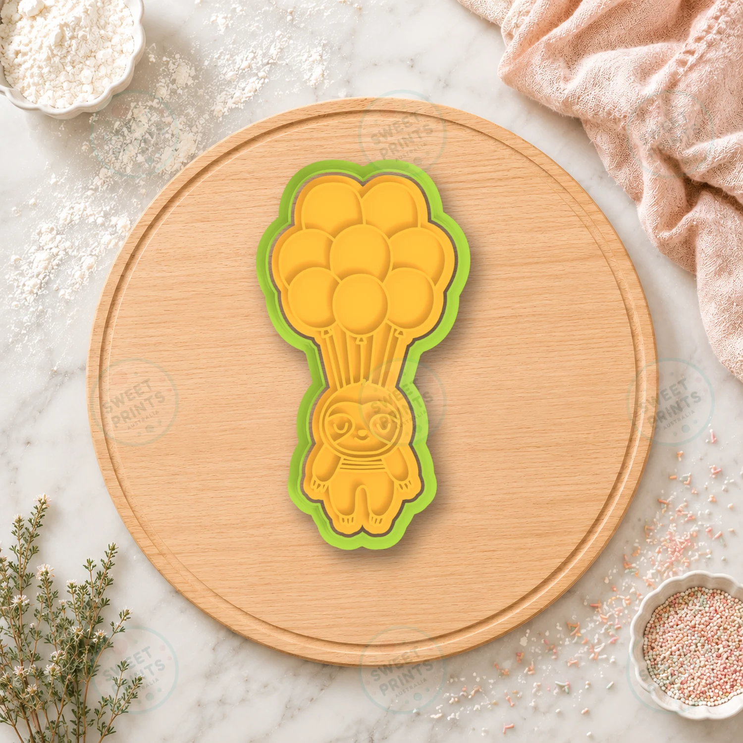 Sloth Balloon Bouquet Cookie Cutter & Stamp cookie cutter