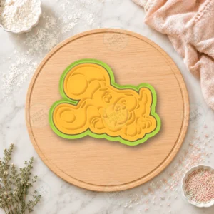 Blue Dog Curled Up Cookie Cutter & Stamp