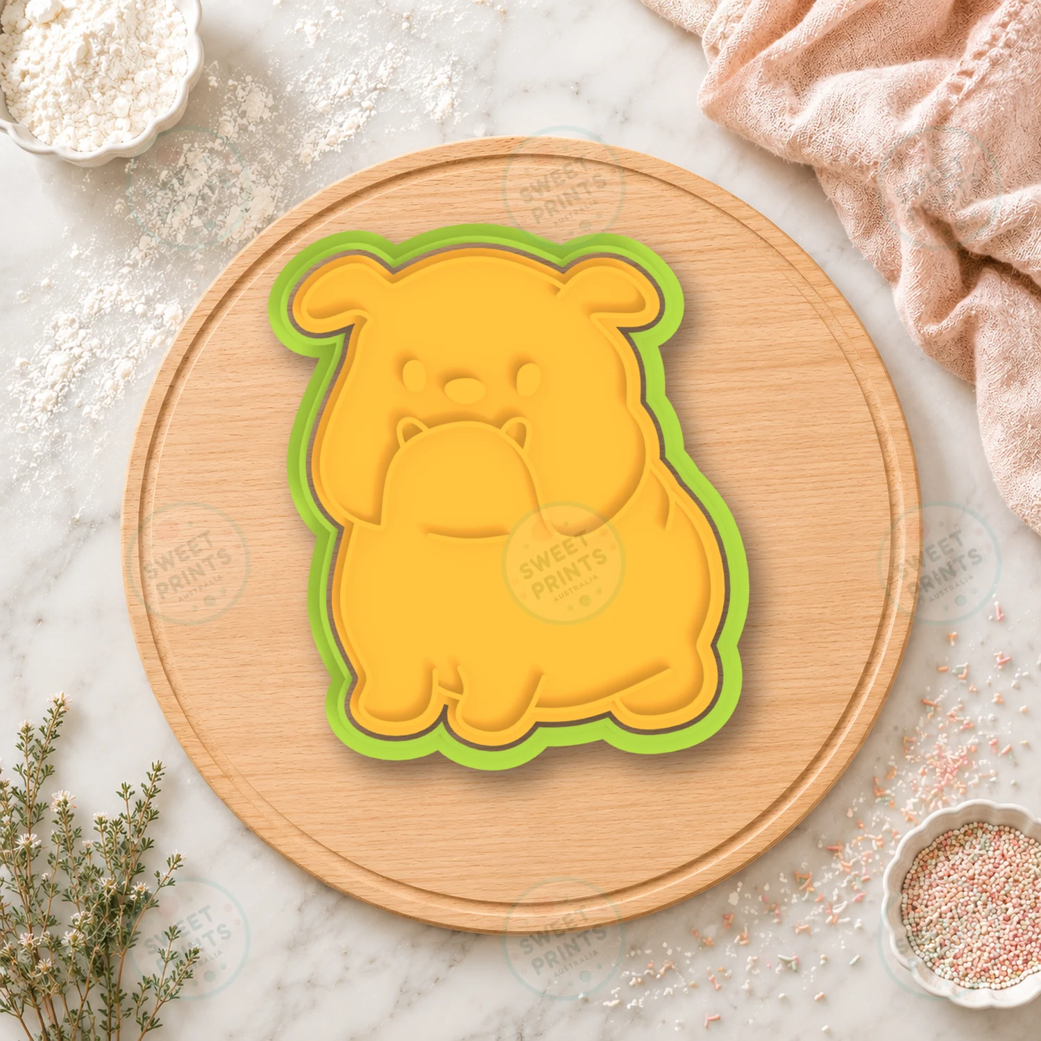 British Bulldog Puppy Sitting Cookie Cutter & Stamp cookie cutter