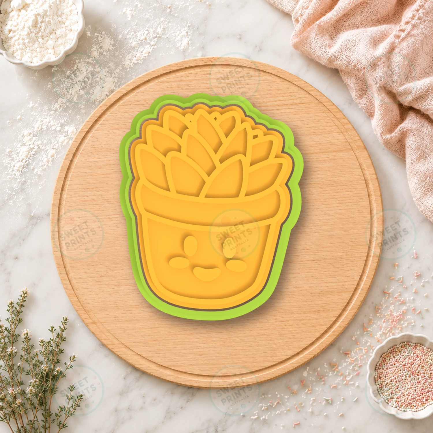 Cactus In Pot Cute Face Cookie Cutter & Stamp cookie cutter