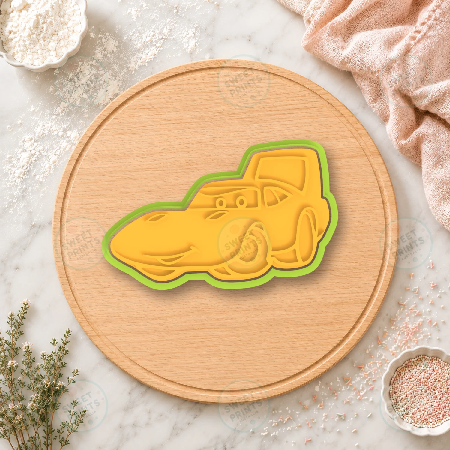 The King Race Car Cookie Cutter & Stamp cookie cutter