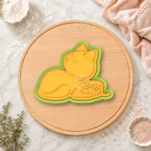 Cat Playing Yarn Cookie Cutter & Stamp