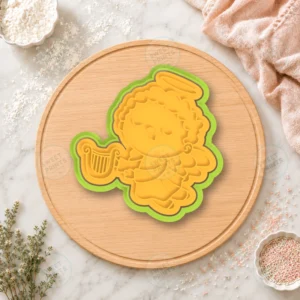Angel Playing Lyre Cookie Cutter & Stamp