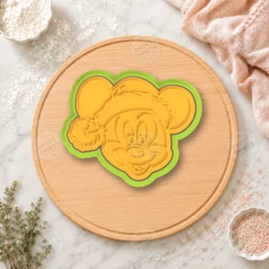 Mickey Mouse Face Santa Cookie Cutter & Stamp