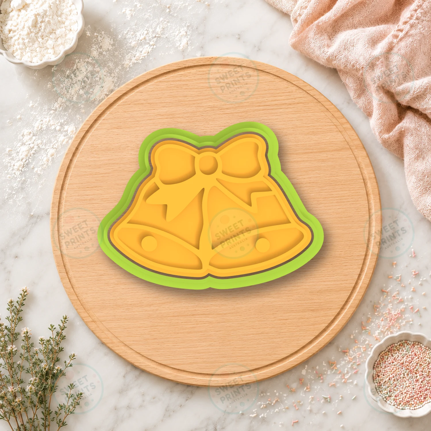 Christmas Bells With Bow Cookie Cutter & Stamp cookie cutter